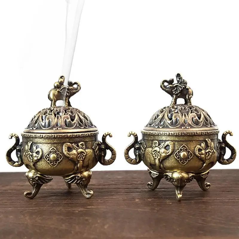 Alloy Incense Burner Hollow Out Mini Sandalwood Incense Burner Animal Foot Plate Three Legged Stove Tea Ceremony Home Decoration