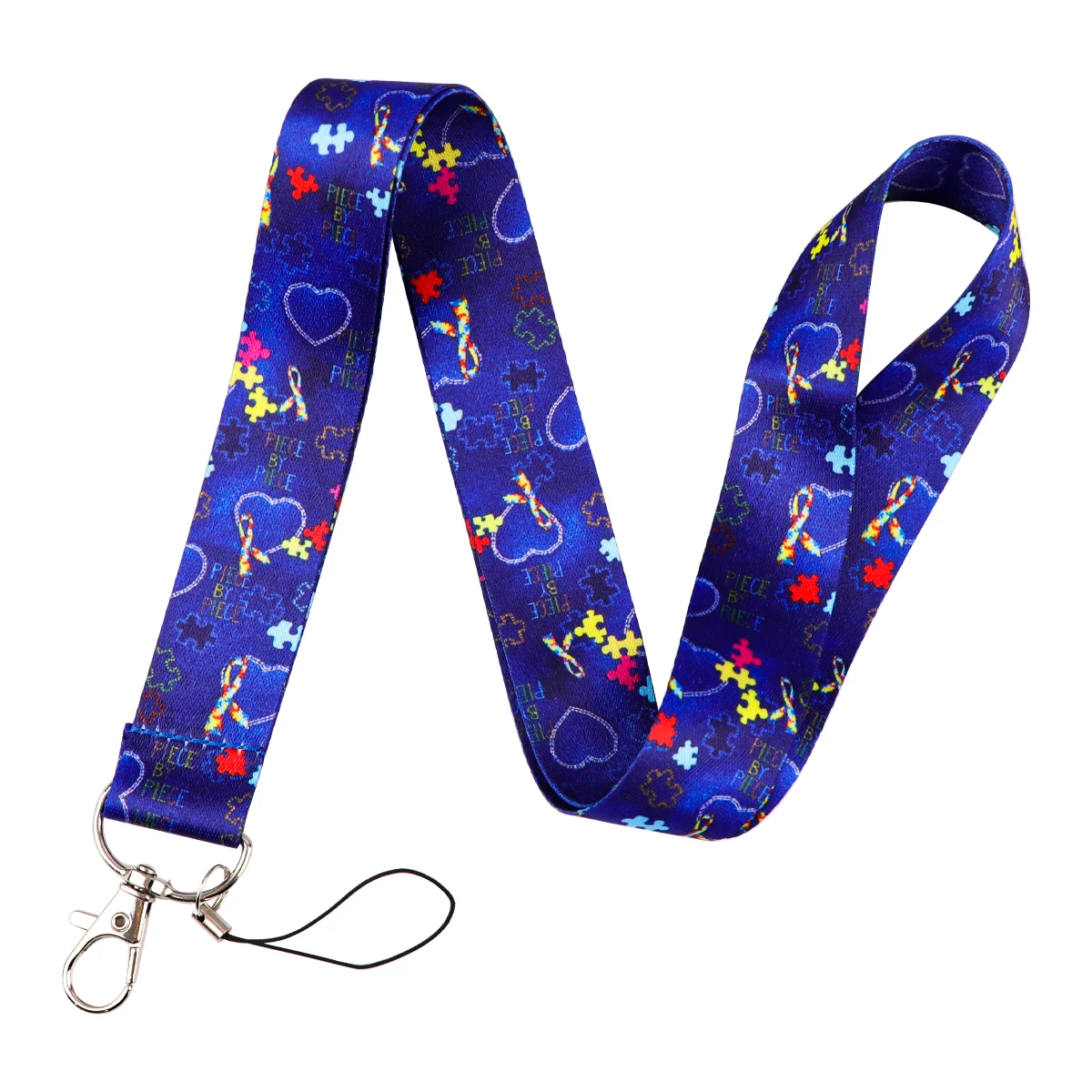 Autism Awareness Puzzle Neck Strap Keychain Lanyard Credit Card Holders Keycord DIY Hanging Rope Nurse Doctor Accessories Gifts