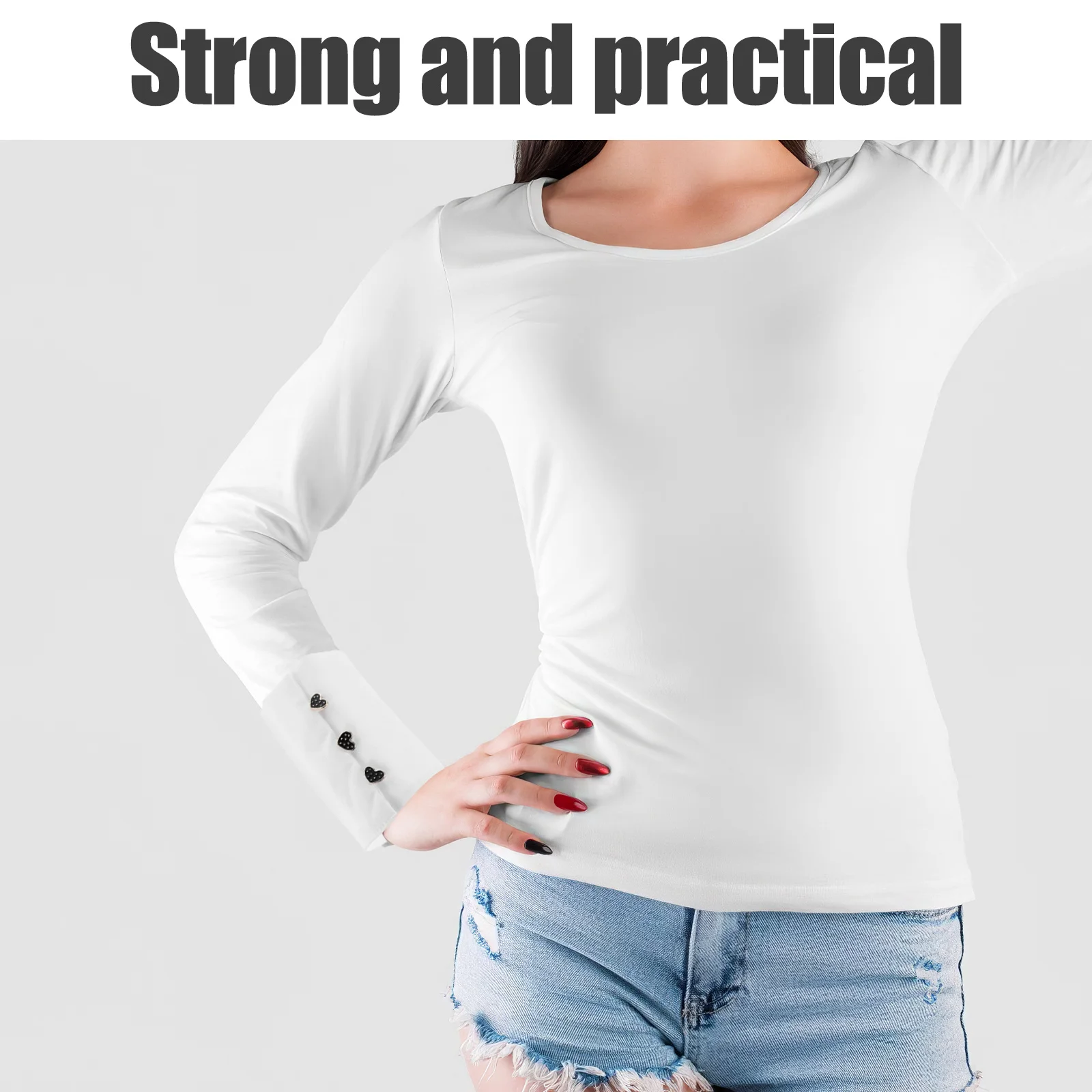 

1 Pair Decorative Fake Sleeve Cuffs Heart Button White Wrist Cuffs For Women Detachable Shirt Extenders Arm Accessories Fashion