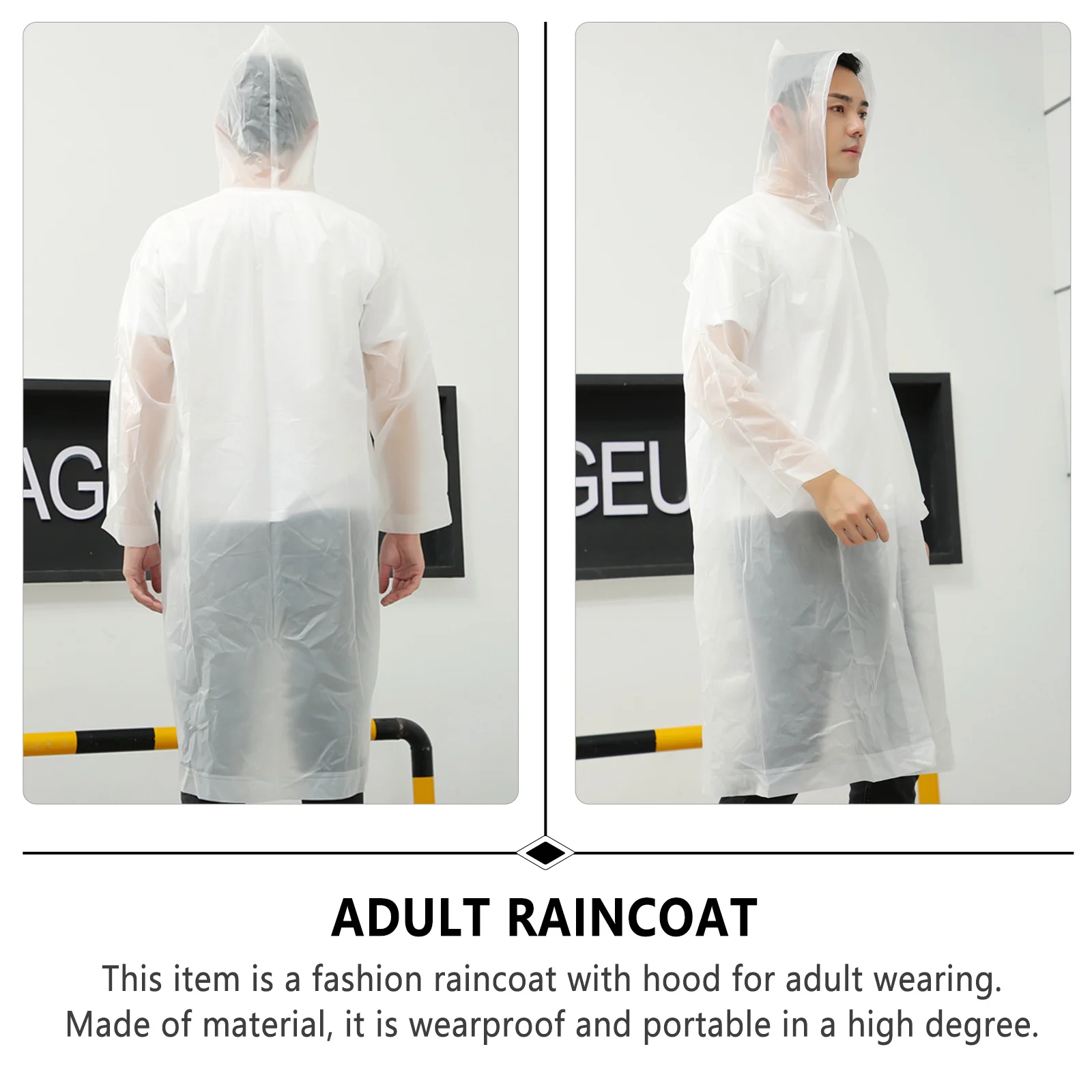 

Portable Long Adult Raincoat with Hood Lightweight Waterproof Breathable Rain Poncho for Outdoor Travel Hiking Camping Fishing