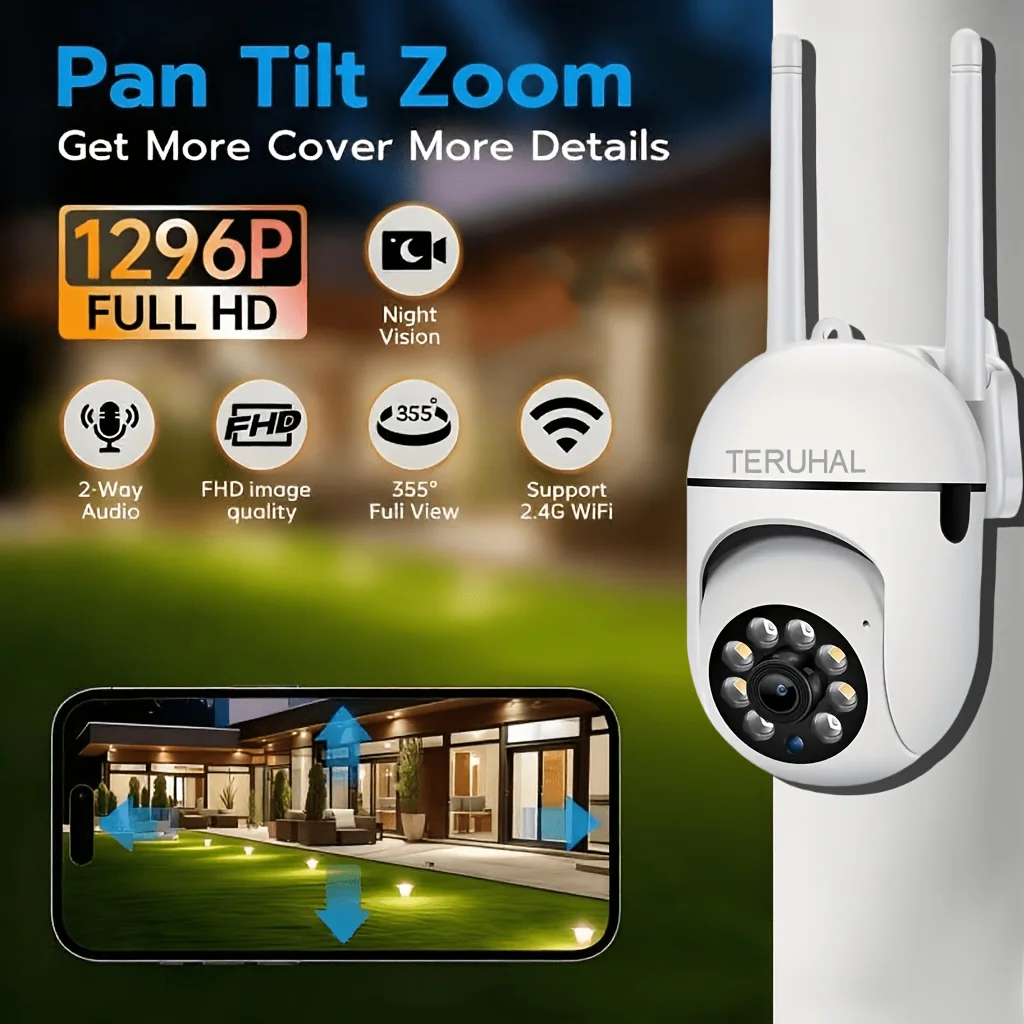 Smart Home 2.4G WIFI Monitoring Camera, Indoor And Outdoor Remote 4MP Night Vision Camera, 355 Degree Intercom Home Security Cam