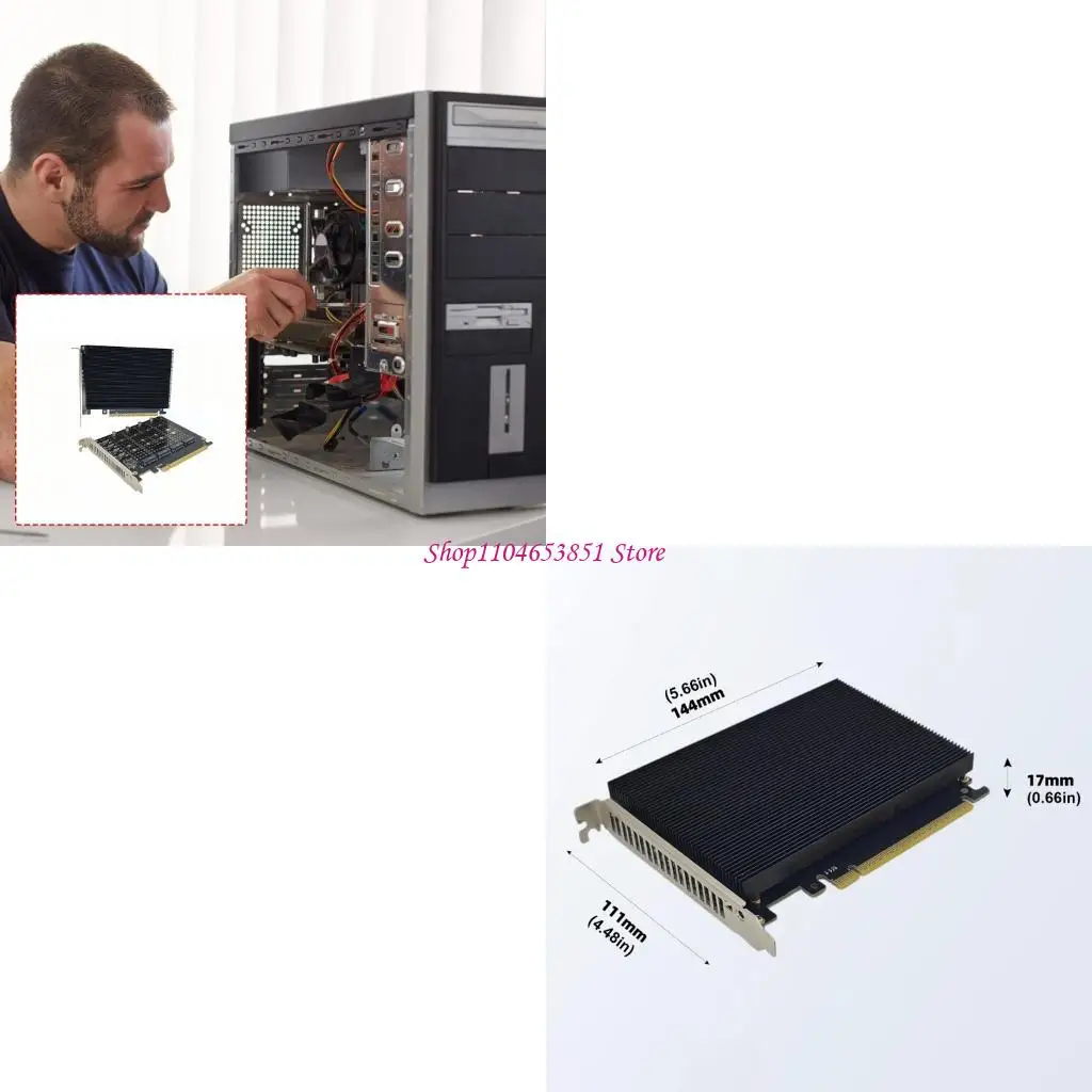 PCIe X16 To 4 M.2 Storage Expansion Board With Efficient Cooling And Simple Installation Aluminum Heatsink