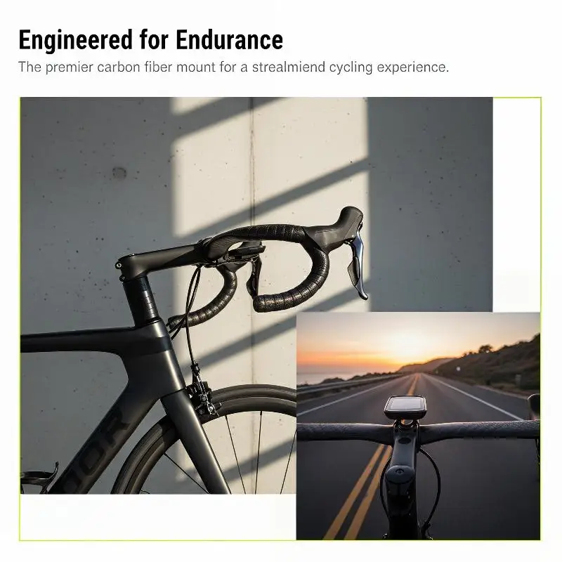 New Carbon Fiber Extended Bike Computer Mount with Streamlined Design for Reduced Wind Resistance on Competitive Races