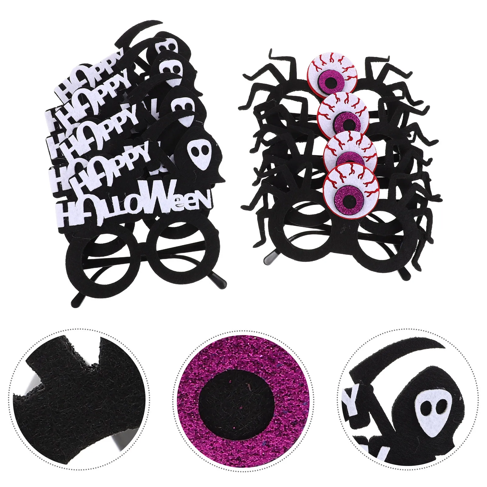 

8Pcs Halloween Party Glasses Novelty Eyeball Grim Reaper Photo Booth Props Scary Halloween Decorations Funny Eye Glasses