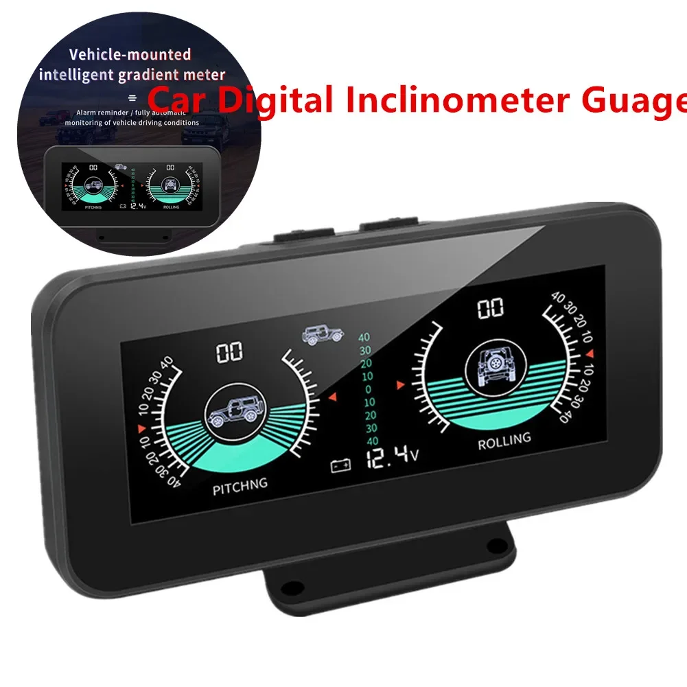 Car Compass Built-in LED Inclinometer Angle Vehicle Outdoor Measure Tool Auto Slope Meter Level High-Precision Gauge Accessory