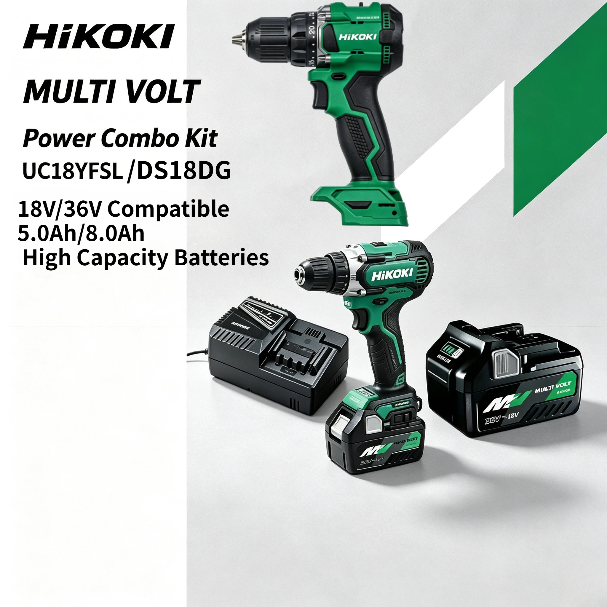 Power Tools Hikoki - Zestaw wiertarko-wkrętarki akumulatorowej HiKOKI, zawiera akumulator