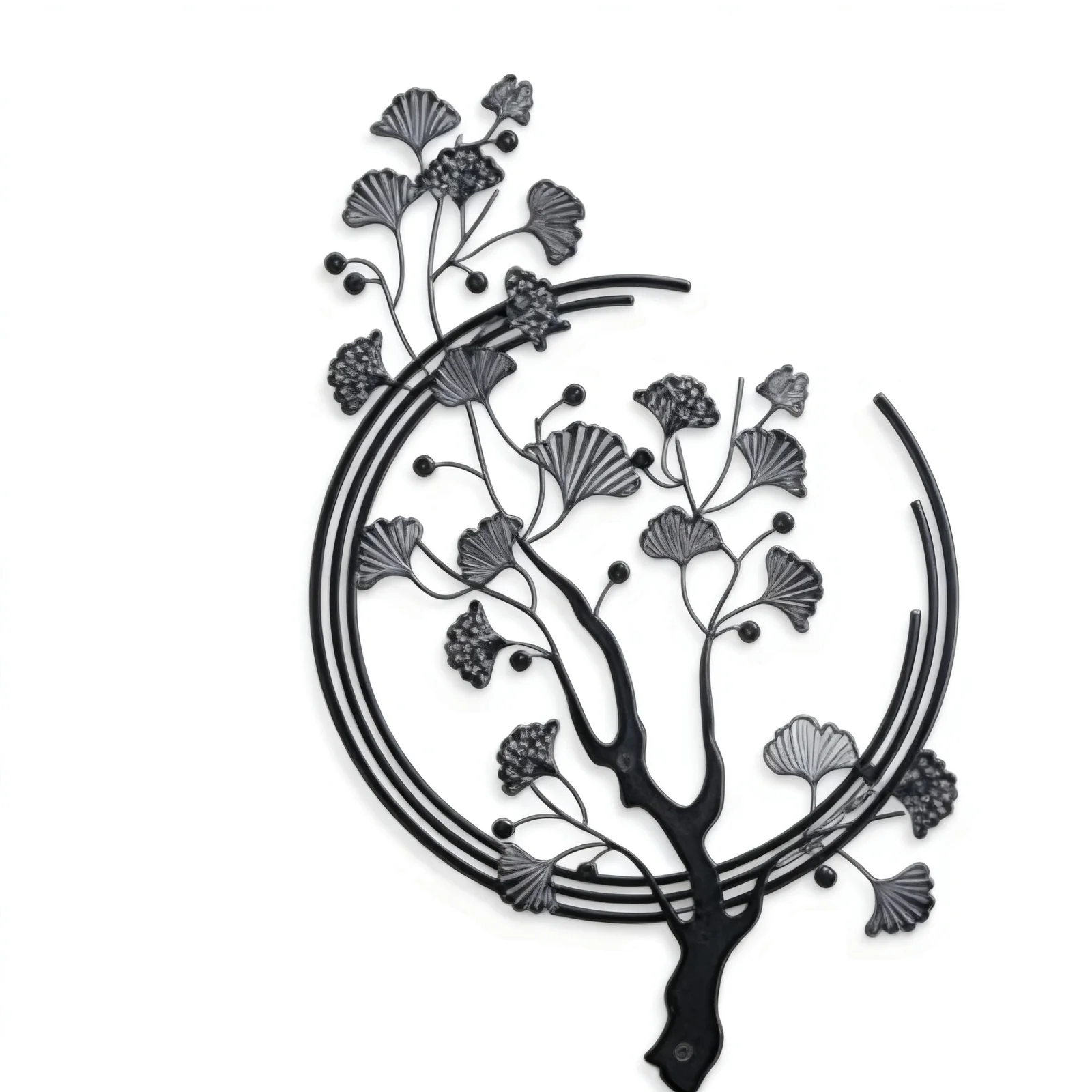 Iron Wall Hanging Metal Wall Art Ginkgo Decor Gold Ornament Sculpture Modern
