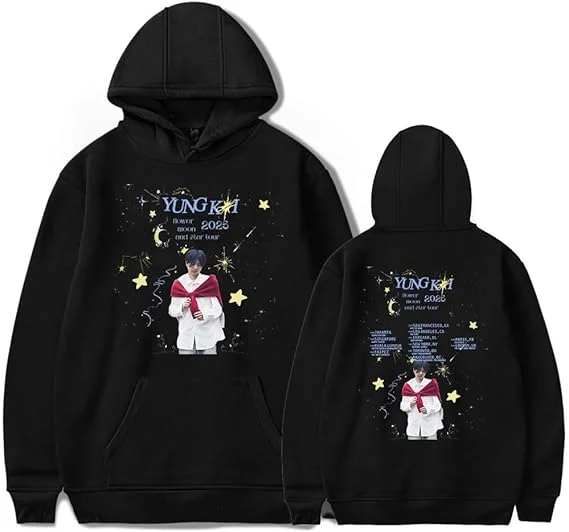 يونغ كاي 2025 زهرة القمر والنجمة جولة ميرش هوديي البلوز الشارع الشهير للجنسين الشتاء والربيع بلوفرات الموضة غير رسمية