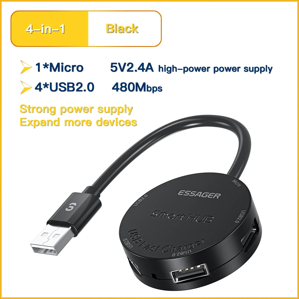 Essager Usb C Hub 3.0 Type C 2.0 Usb 4 Poorten Multi Splitter Adapter Otg Voor Xiaomi Lenovo Macbook Pro 13 15 Air Pro Pc Computer