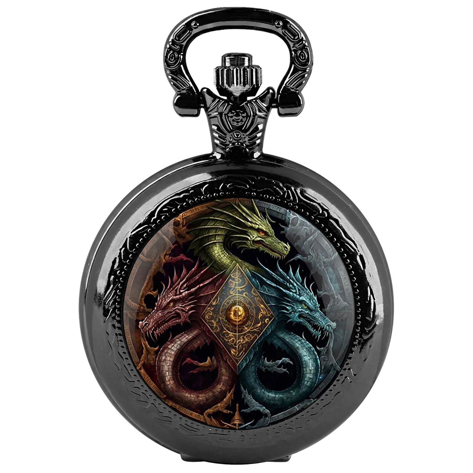Moda in acciaio inossidabile Calssic Game Dragon Design Orologio da tasca al quarzo Collana Donna Uomo Bambini Catena con ciondolo gioielli