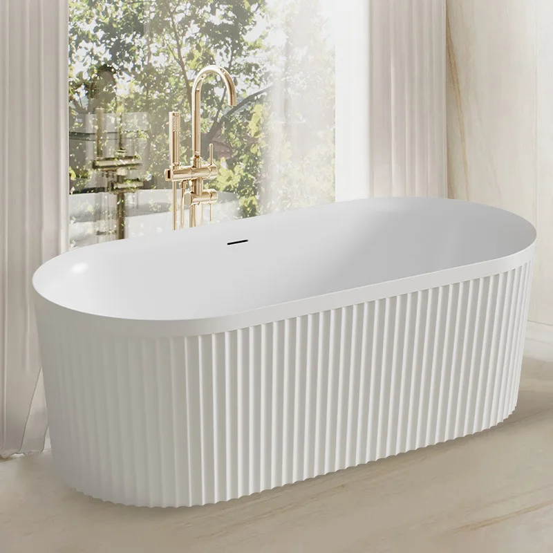 Bed and Breakfast Hotel Bathtub White Matte Roman Column Independent Floor Bath Wave Striped Acrylic Integrated Bathtub