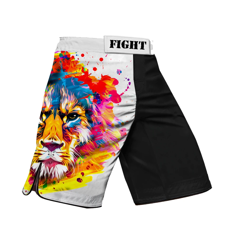 

Men's MMA shorts, lion patterned sports breathable boxing training pants, BJJ taekwondo shorts, children's wrestling combat pant