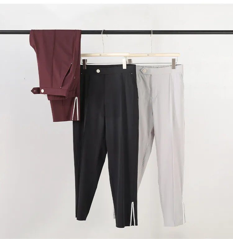 2026 summer new men's outdoor sports thin contrasting pants side zipper elastic casual trousers