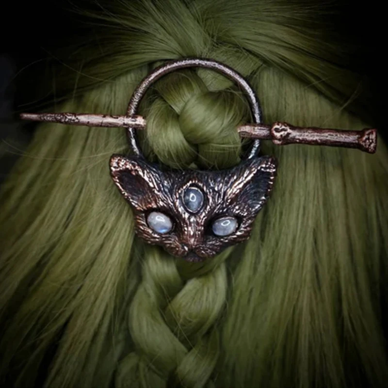 Gothic Retro Creative Hairpin Owl Bat Cat Metal Hairpin Boho Personality Unique Hair Stick Hair Accessories For Women Girls