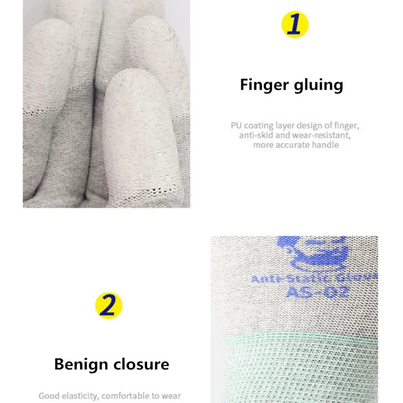 MECHANIC AS02 Anti-static Carbon Fiber Gloves PU Coating Layer Mobile Phone Electronic Parts Repair Protective Gloves