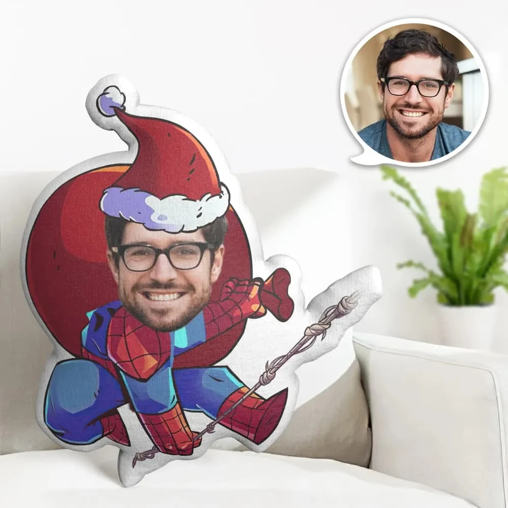 Benutzerdefiniertes Gesichtskissen, personalisiertes Fotokissen, Weihnachtsspinne, MiniMe-Kissen, Geschenke für Weihnachten