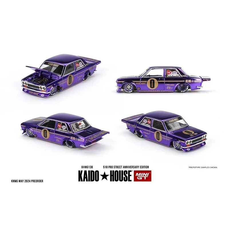 

MINIGT KHMG138 In Stock 1:64 Datsun 510 Pro Street Anniversary Edition Electroplated Openable Hood Diecast Car Model Kaido House