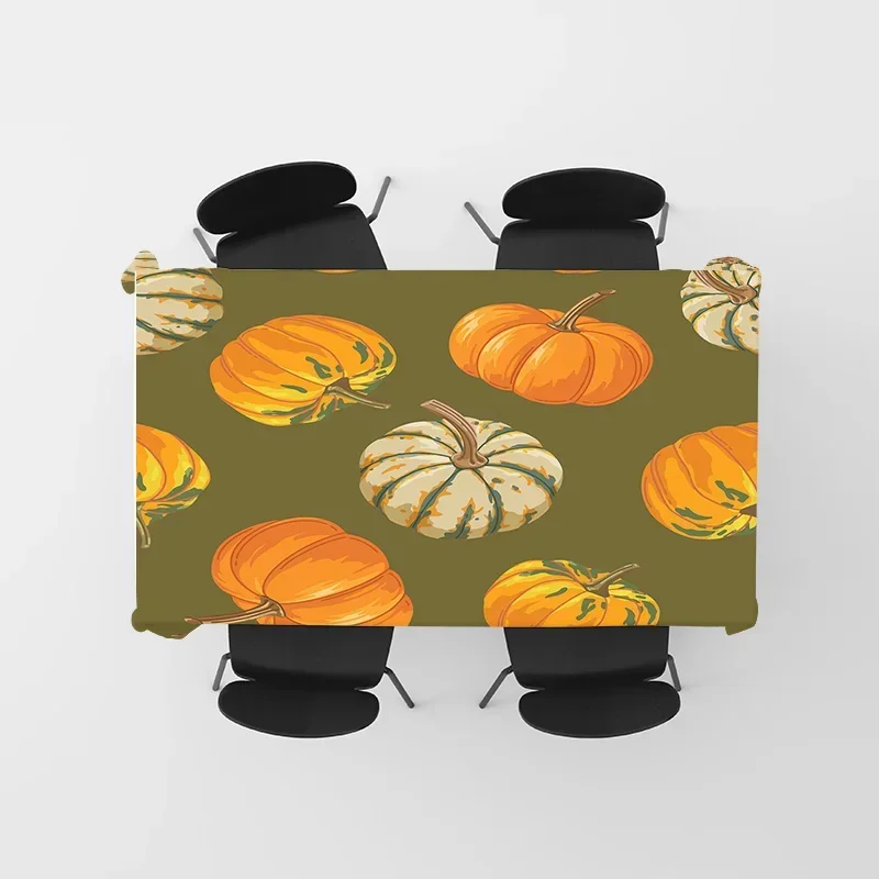 with Pumpkin Design Decorative Dining Table Cover Autumn Festive Tablecloth for Fall Season Celebrations