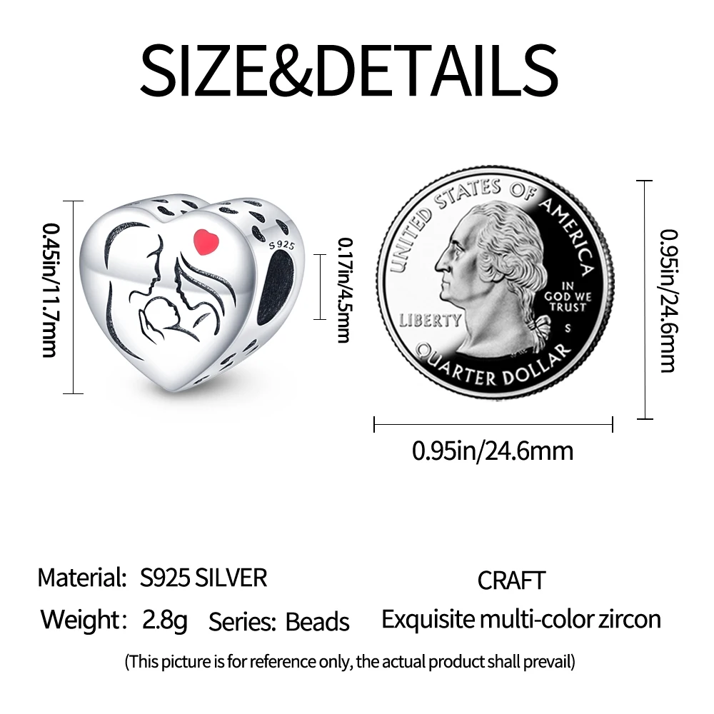 925er-Sterlingsilber, Liebesform, Mutter-Tochter-Anhänger, Armband-Charms, passend für Schmuck, Party-Perlen, DIY, feines Geschenk-Zubehör – Detail 35