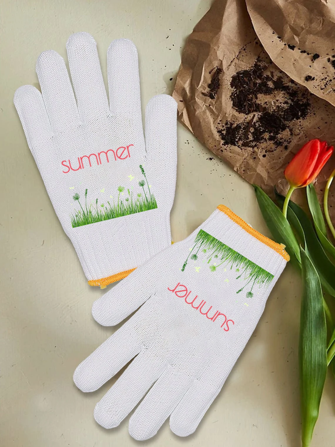 

Gardening Gloves with Rubber Padding Summer Grass Unique Gift for Mom Original Design for Farmers Gardening Gifts for Women