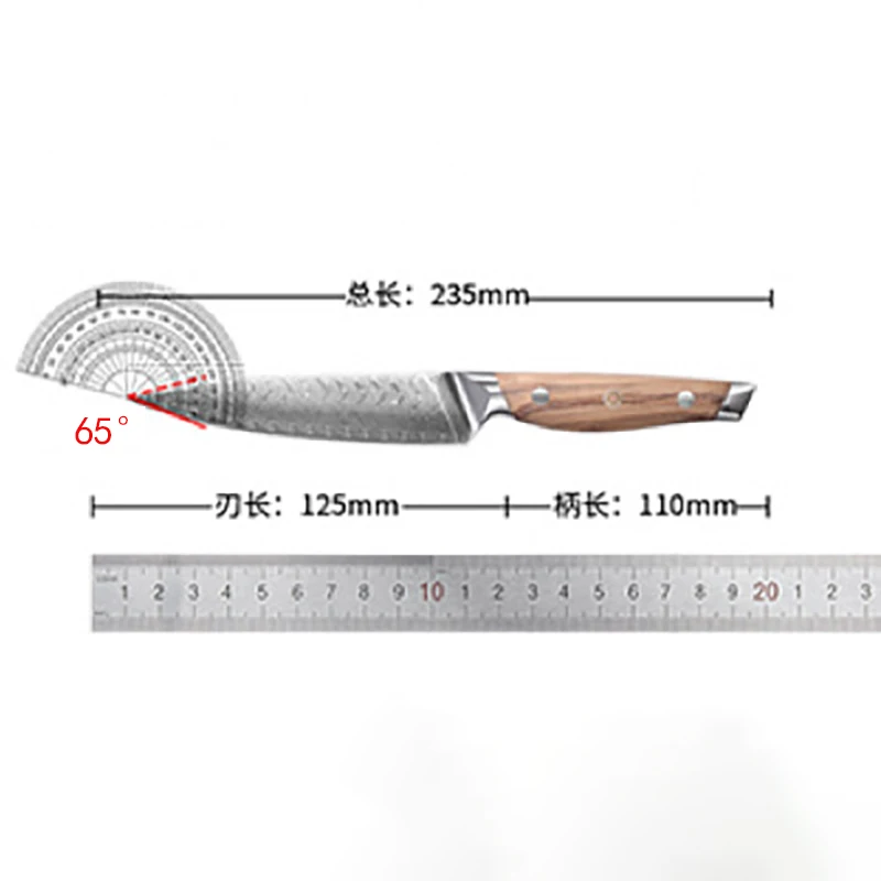 5 Inch Utility Knife 67-layers Damascus Steel VG10 Blade Wood Handle Paring Barbecue Slicing Cleaver Kitchen Knife Cooking Tools