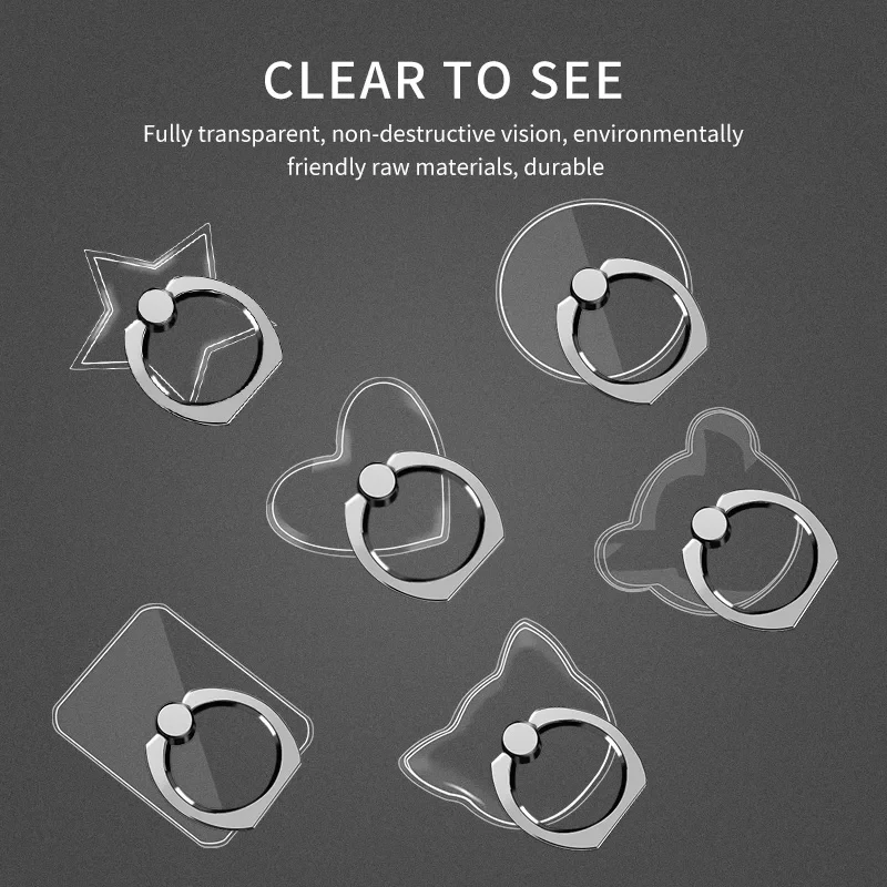 

1/2/3/4Pcs Finger Ring Mobile Phone Smartphone Stand Holder Cell Smart Transparent Phone Ring Holder Car Mount Stand