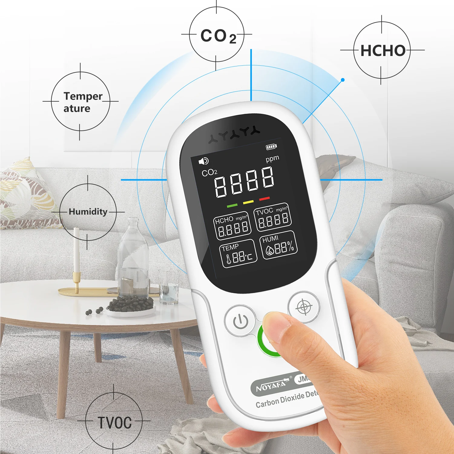 

NOYAFA NF JMS12C Air Quality Monitor 5 IN 1 CO2 HCHO TVOC Temperature And Humidity Meter For Car Home Hotel Gas Detector