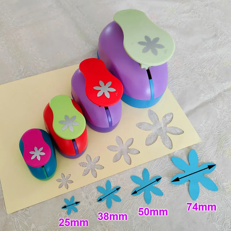 25mm 38mm 50mm 74mm Six Petal Flowers Craft Punch Set Scrapbooking School DIY Paper Cutter EVA Foam Mi Hole Punches