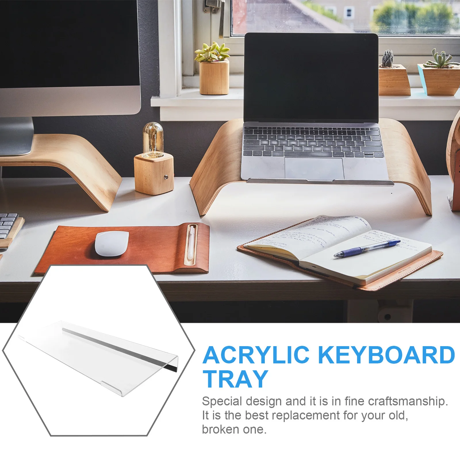 

Подставка для клавиатуры для стола Эргономичный наклонный акриловый держатель для компьютерного лотка Низкая передняя поддержка запястья для губ Подставка для клавиатуры под столом
