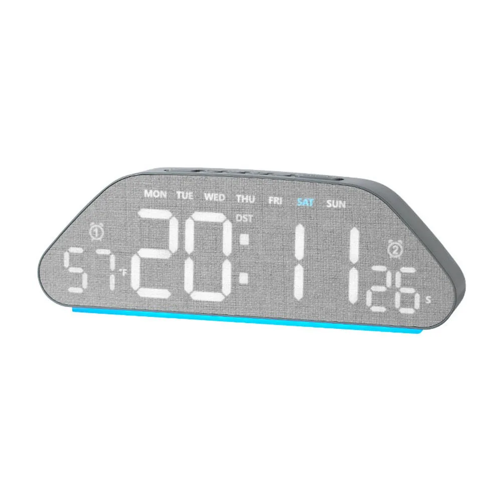 Digital LED Clock with Night Light Feature 3-Level Ambient Brightness Dual Clock Face Designs for temp Time Day Alarm