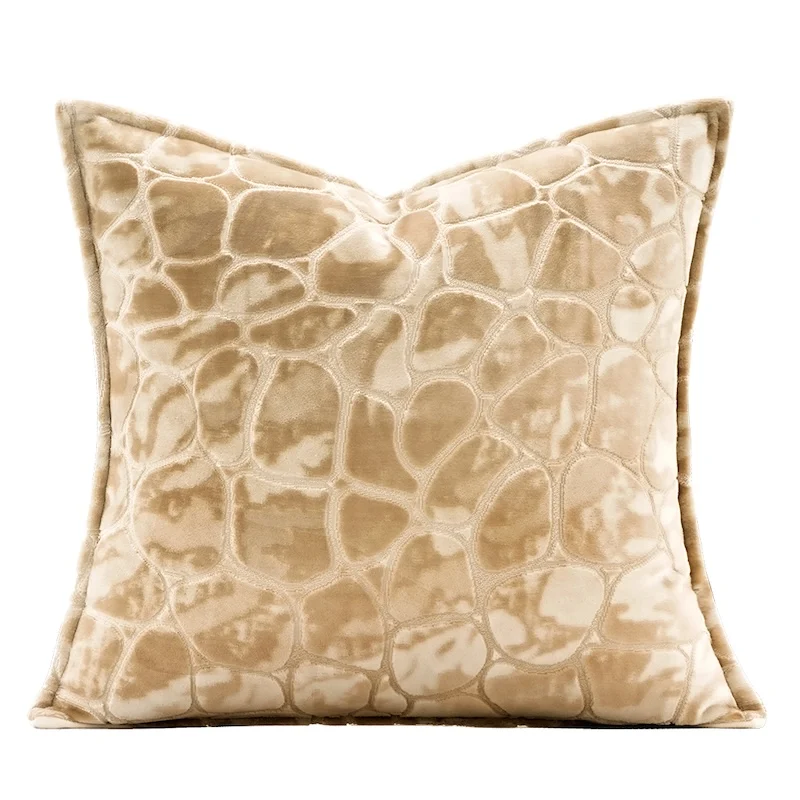 Rock Shape Jacquard Pillows Khaki Cushion Case Luxury Velvet Decorative Pillow Cover For Sofa Chair Home Decorations