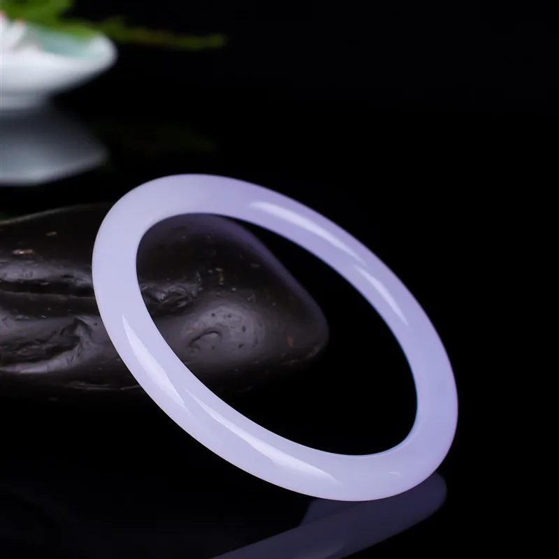 Blue Purple Hand Ring Handcarved Round Natural Jade Bangles Exquisite Fashion Jewelry Men Women Bracelet Gift Accessories