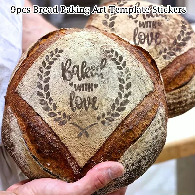 9-piece Reusable Bread Baking Template, 5.9 X 5.9 Inches - For Artistic Decoration, Baking Decoration Template
