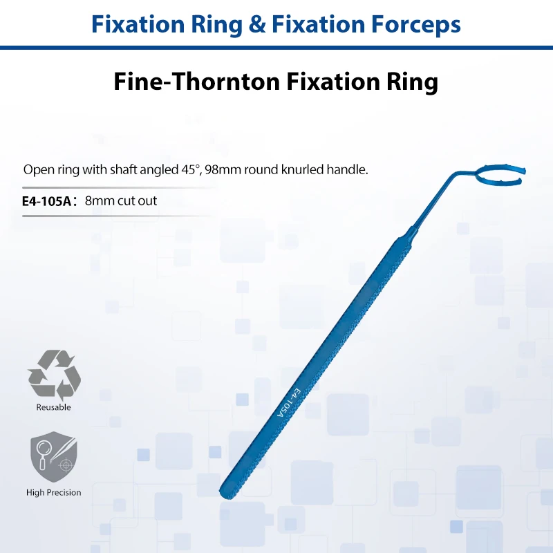 Fine‑Thornton Fixation Ring 13mm Swivel Head Blunt Teeth Titanium Ophthalmic Cataract Reusable Surgical Instrument