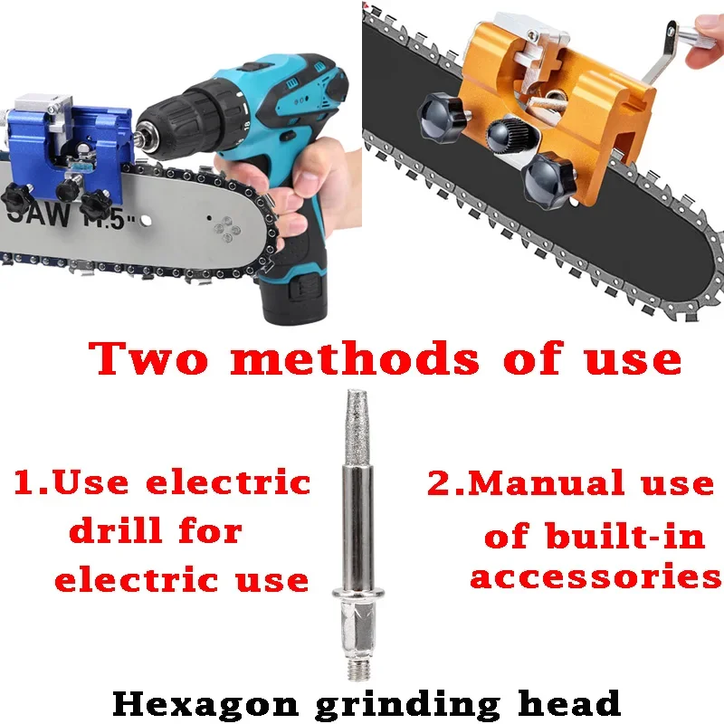Portable Chainsaw Sharpener, Handheld Chain Saw Sharpening Jig for Electric Drill, Chainsaw Chain Grinding Tool for Woodworking