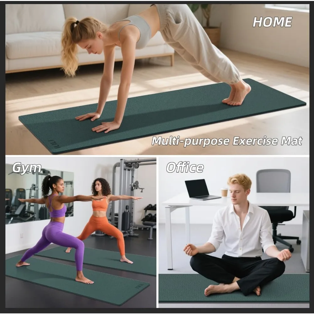 سجادة يوجا سميكة للغاية 10 مم وطويلة جدًا 193 سم، 76 × 28 × 0.4 بوصة، TPE مزدوجة اللون غير قابلة للانزلاق، سهلة الحمل مع حزام، مثالية لـ H #6
