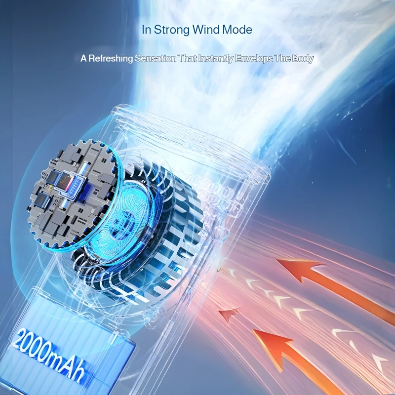 걸이형 목 팬 3-in-1 휴대용 팬 휴대용 허리 걸이형 목 팬 디지털 디스플레이 100 레벨 알루미늄 배낭 휴대용 팬