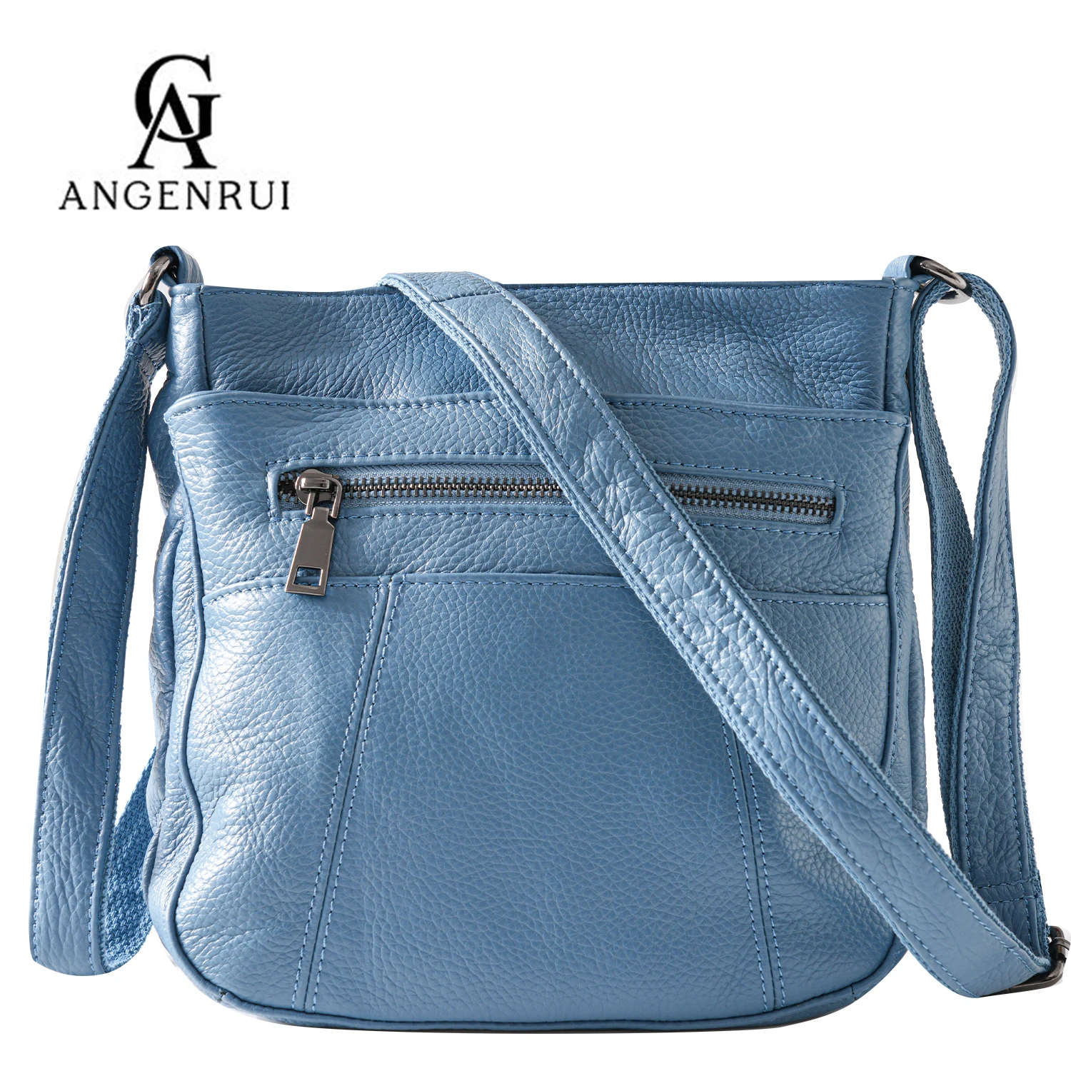 ANGENGRUI nowa torba damska z prawdziwej skóry na co dzień torba na jedno ramię Crossbody torba z wieloma kieszeniami