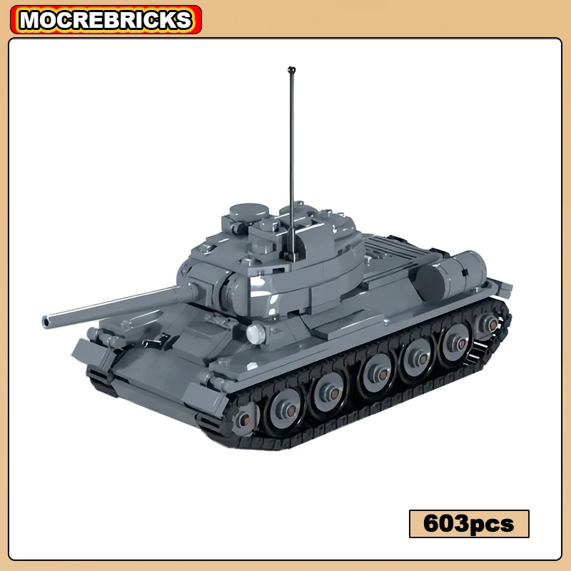 

WW2 Army Defense Panzer T-34 Military Main Battle Tank High-tech Weapon MOC Building Blocks Toys Puzzle Kid's Xmas Bricks Gifts