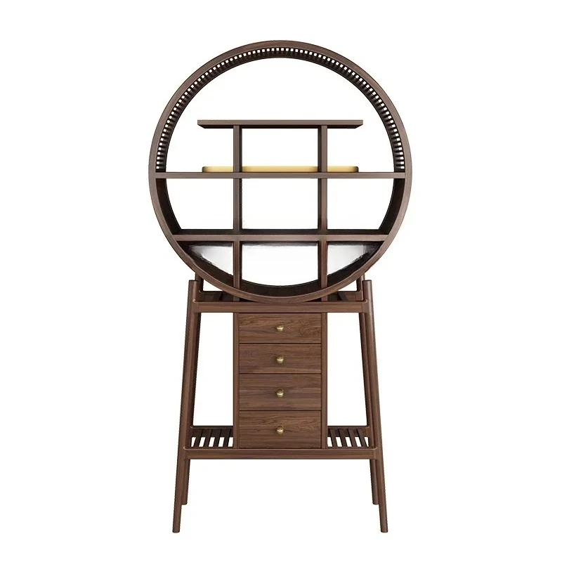 

Новый китайский черный орех, чайный шкаф из цельного дерева, легкая роскошная витрина, полка для дзен, книжный шкаф, полка для богу