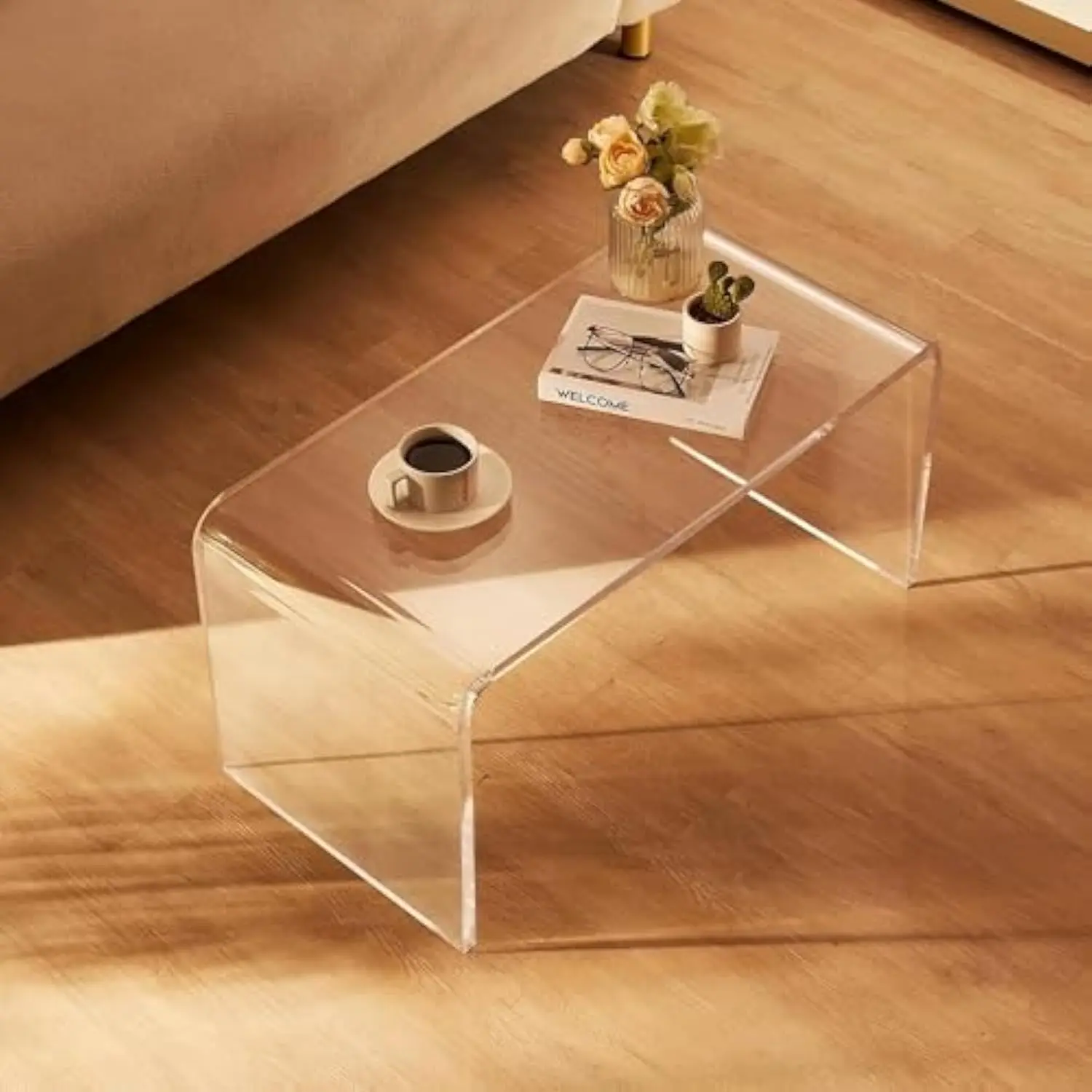

Acrylic Coffee Table, Premium Rectangle Lucite Table, Clear Tea Table for Living Room (Clear)