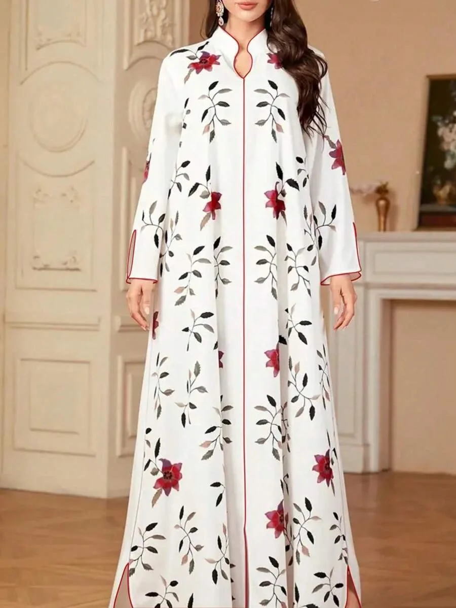 

Платье MiddleEastern Турецкое платье с цветочной вышивкой Роскошное элегантное платье длиной до пола Скромное вечернее платье