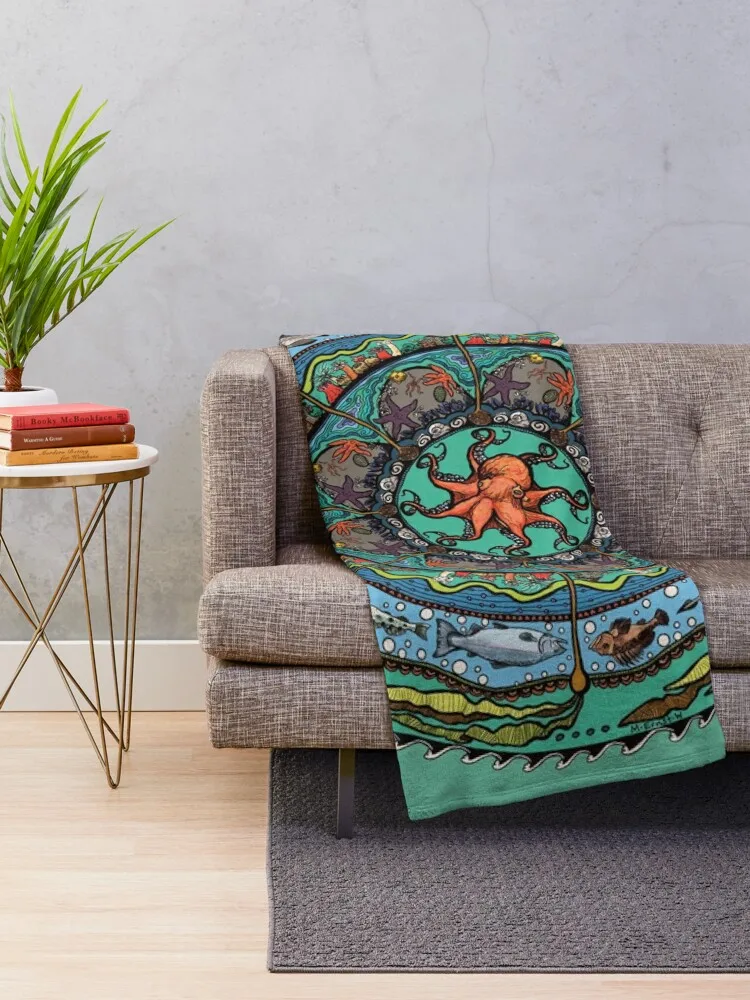 Salish Sea Mandala Throw Blanket For Decorative Sofa Luxury Thicken Blankets