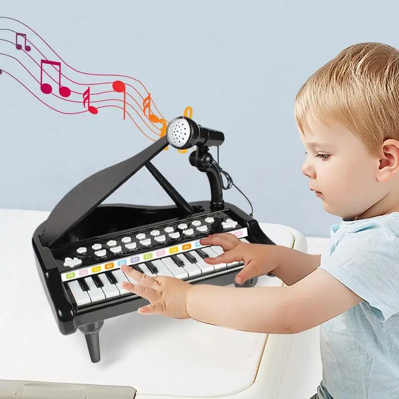 Brinquedo musical de piano, 24 teclas, brinquedos de piano para crianças com microfone, instrumentos musicais, brinquedos de desenvolvimento precoce para iniciantes, meninos e meninas