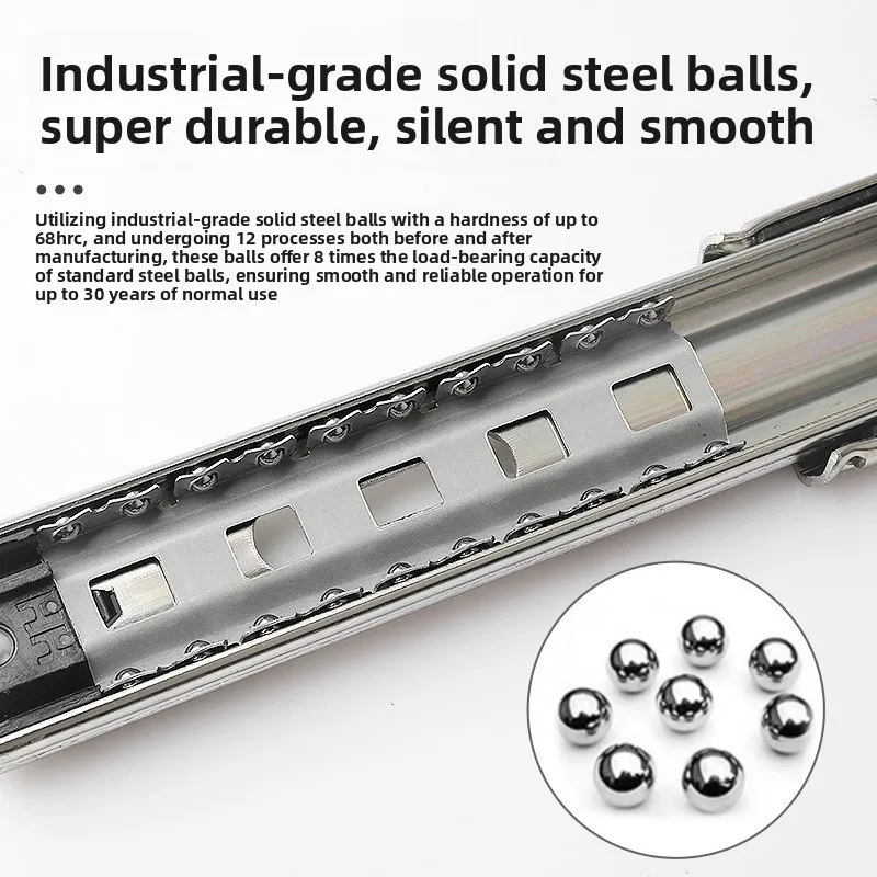 Heavy Duty Three Section Drawer Slides In Cold Rolled Steel Zinc Finished Full Extension Rails Industrial Cabinets Equipment