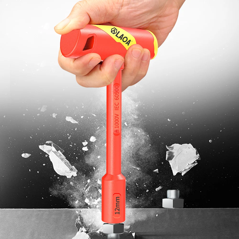 LAOA Insulated Injection Molded T-Shaped Socket Wrench High-Voltage 1000V Electrician Specific Manual Socket Batch Tool