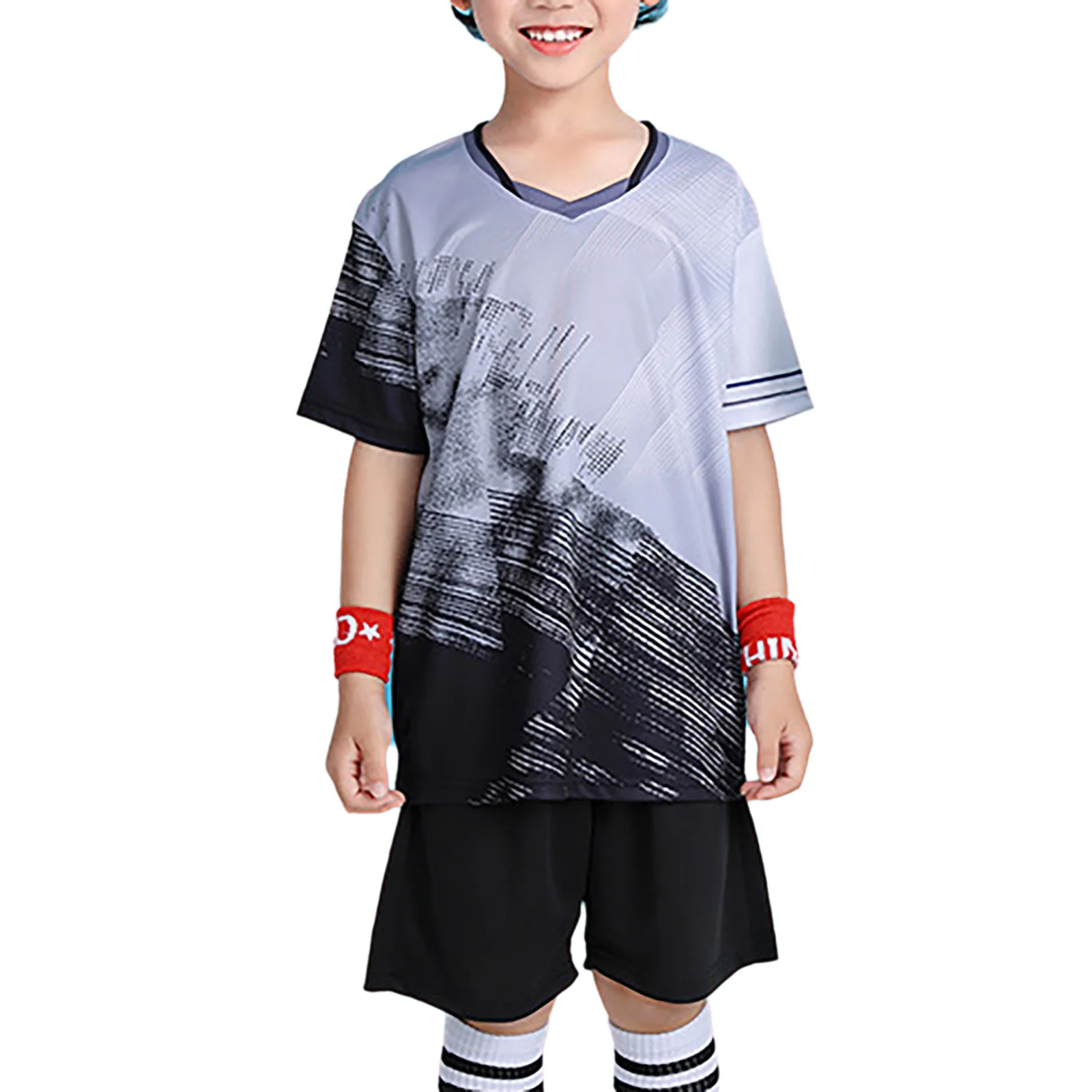 

Kids Boys 2-Piece Sport Set Soccer Football Badminton Training Outfit Short Sleeve T-shirt with Shorts Summer Sport Workout Sets