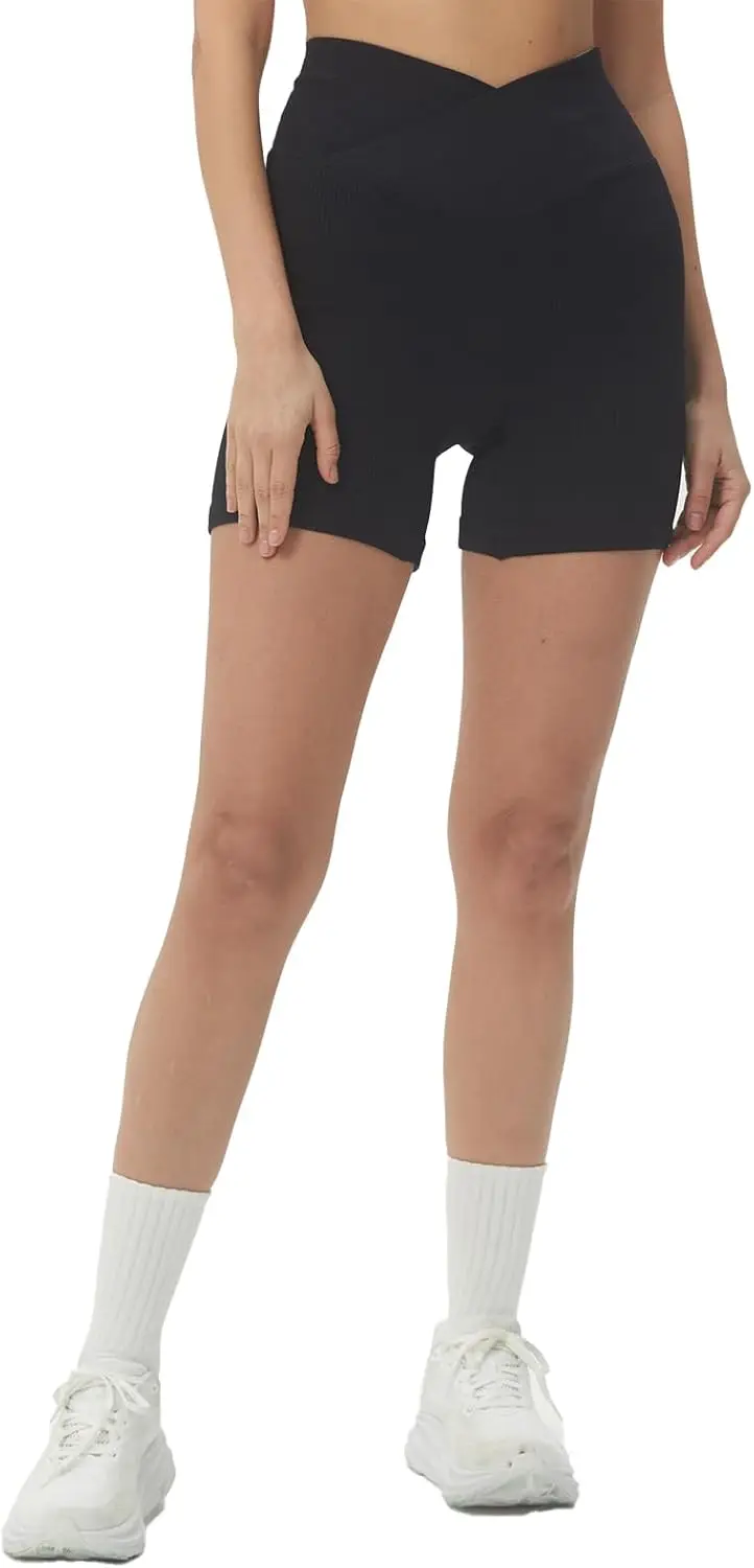 

sissycos Women's High Waisted Biker Shorts Ultra Soft Stretch Yoga Band 6" Inseam Short Pants