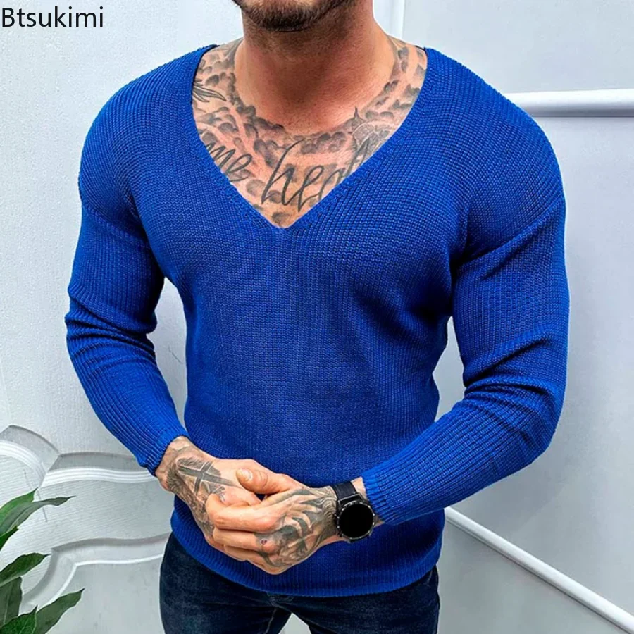 2024 Men's Summer Casual Patchwork Hollow Out Knit Tees Round Neck Thin Long Sleeve Tops Streetwear Loose Male Basic Pullovers