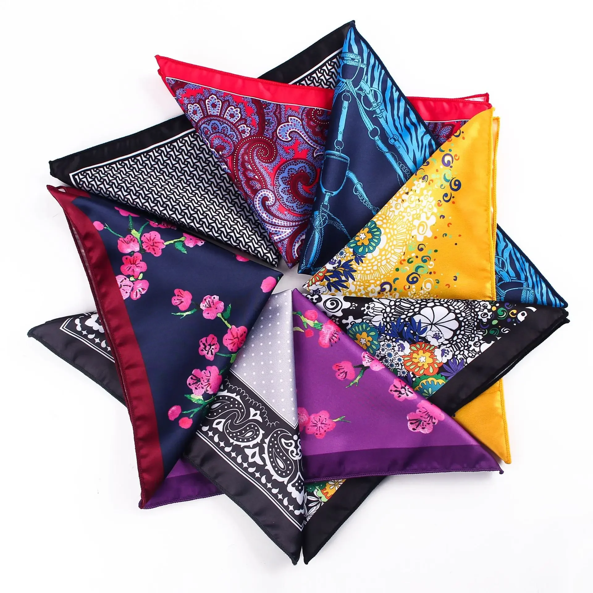 Luxury Mens Handkerchief Silk Accessories Hanky Pocket Squared Handkerchief Pocket Scarf Paisley Polka Dots Party Wedding Prom